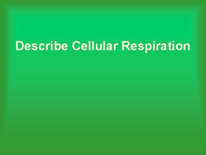 Describe Cellular Respiration 