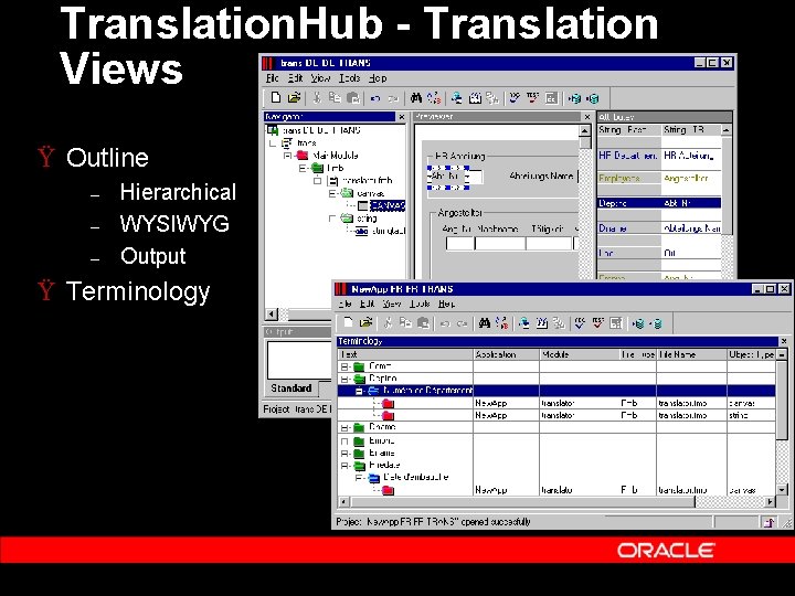 Translation. Hub - Translation Views Ÿ Outline – – – Hierarchical WYSIWYG Output Ÿ