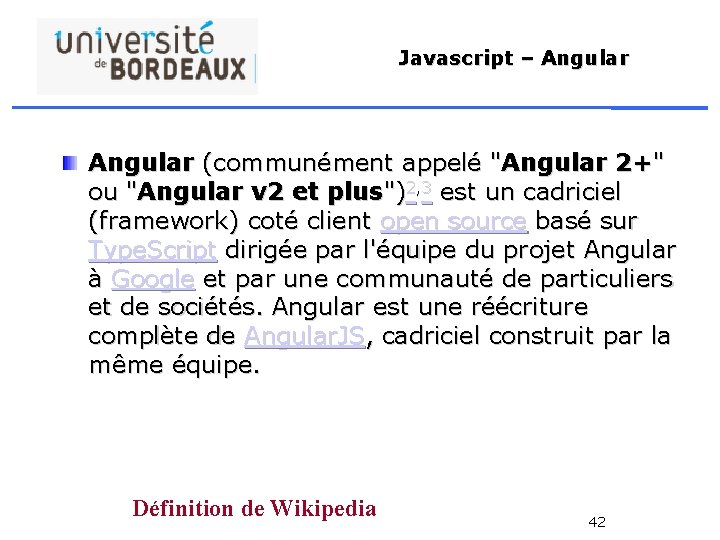 Javascript – Angular (communément appelé "Angular 2+" ou "Angular v 2 et plus")2, 3