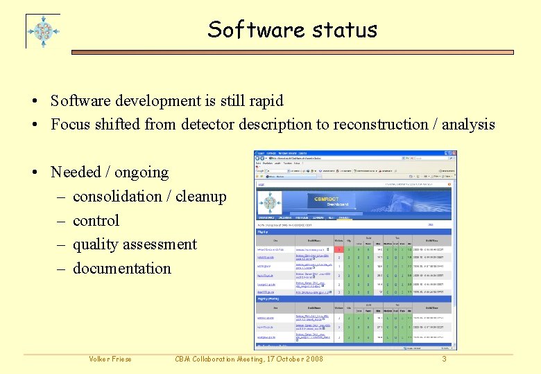 Software status • Software development is still rapid • Focus shifted from detector description