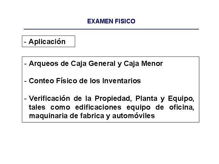 EXAMEN FISICO - Aplicación - Arqueos de Caja General y Caja Menor - Conteo