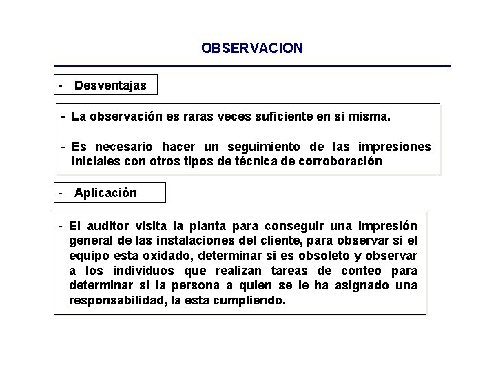 OBSERVACION - Desventajas - La observación es raras veces suficiente en si misma. -