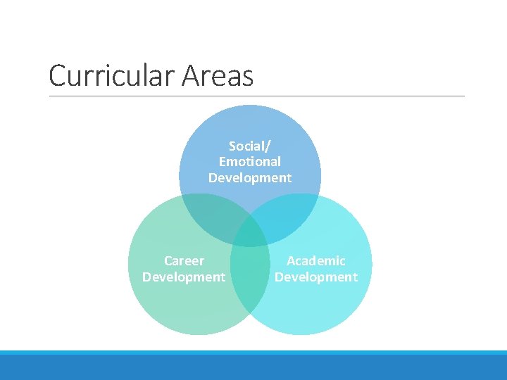 Curricular Areas Social/ Emotional Development Career Development Academic Development 