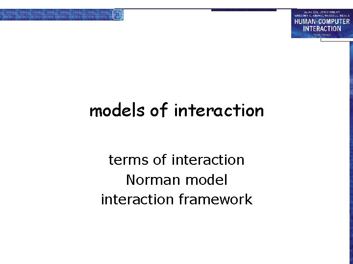 models of interaction terms of interaction Norman model interaction framework 