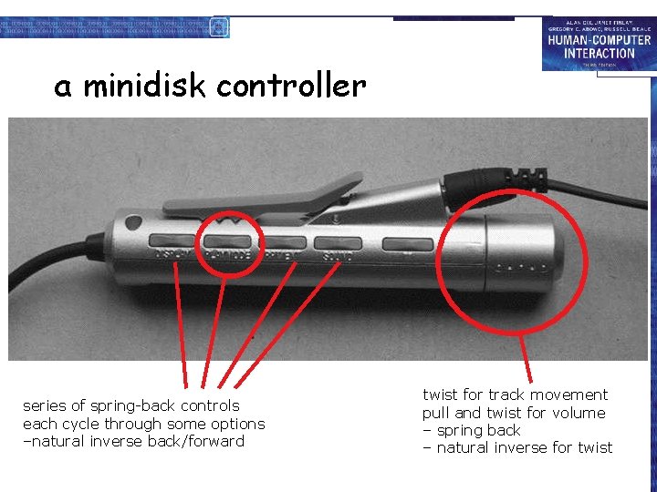 a minidisk controller series of spring-back controls each cycle through some options –natural inverse