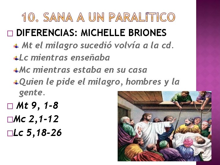 � DIFERENCIAS: MICHELLE BRIONES Mt el milagro sucedió volvía a la cd. Lc mientras