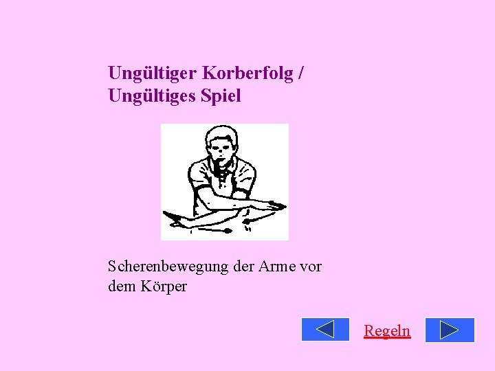 Ungültiger Korberfolg / Ungültiges Spiel Scherenbewegung der Arme vor dem Körper Regeln Ungültiger Korberfolg / Ungültiges Spiel Scherenbewegung der Arme vor dem Körper Regeln