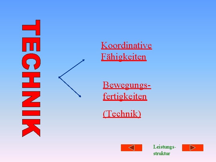 Koordinative Fähigkeiten Bewegungsfertigkeiten (Technik) Leistungsstruktur 