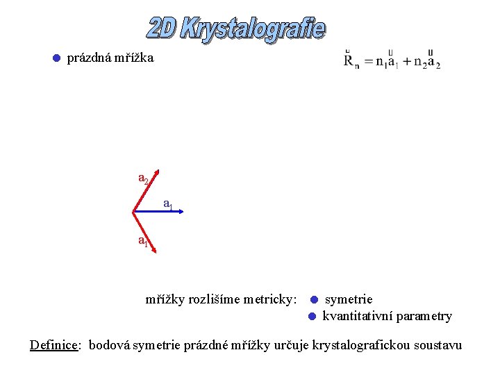  prázdná mřížka a 2 a 1 mřížky rozlišíme metricky: symetrie kvantitativní parametry Definice: