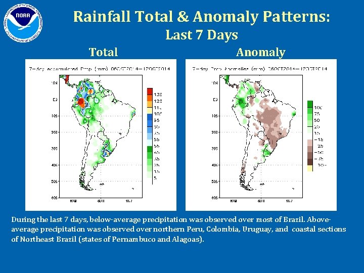 Rainfall Total & Anomaly Patterns: Last 7 Days Total Anomaly During the last 7