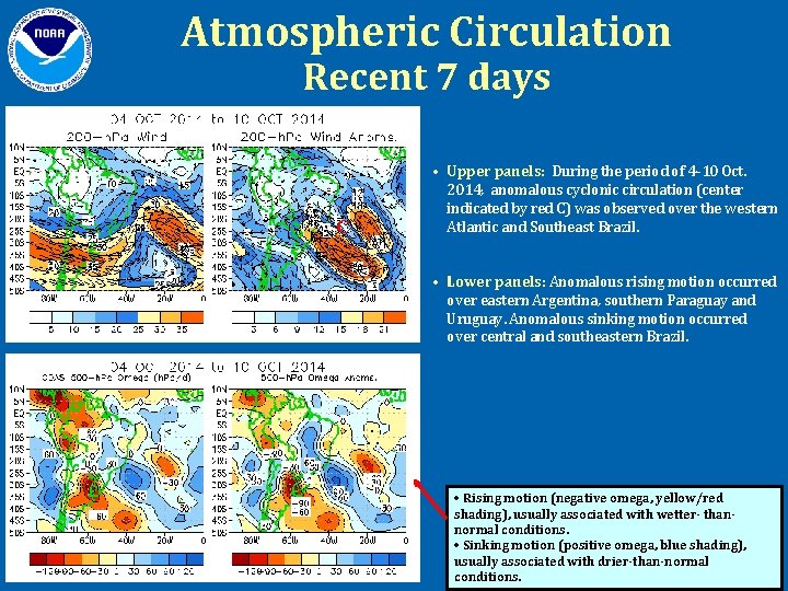 Atmospheric Circulation Recent 7 days C • Upper panels: During the period of 4