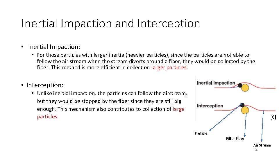 Inertial Impaction and Interception • Inertial Impaction: • For those particles with larger inertia