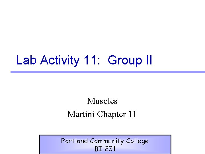 Lab Activity 11: Group II Muscles Martini Chapter 11 Portland Community College BI 231