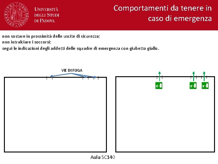 Comportamenti da tenere in caso di emergenza non sostare in prossimità delle uscite di