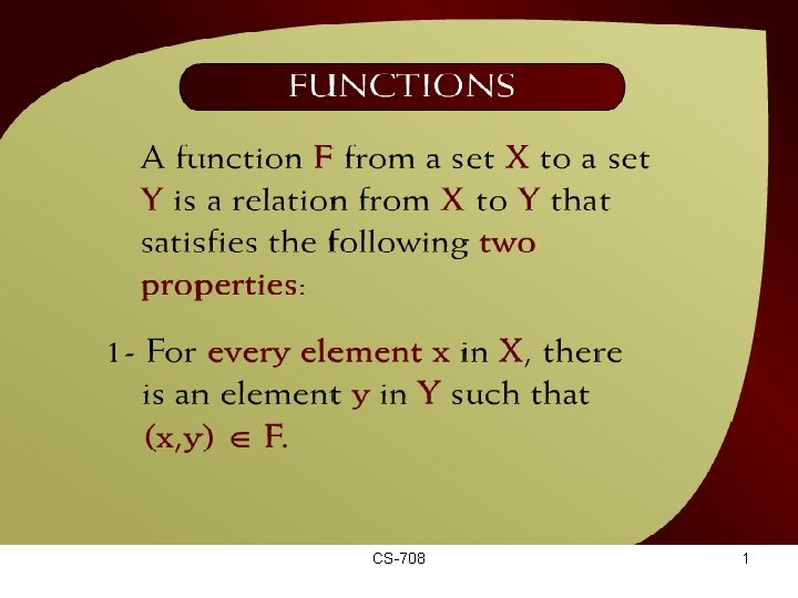 Functions – (15 - 2) CS-708 1 