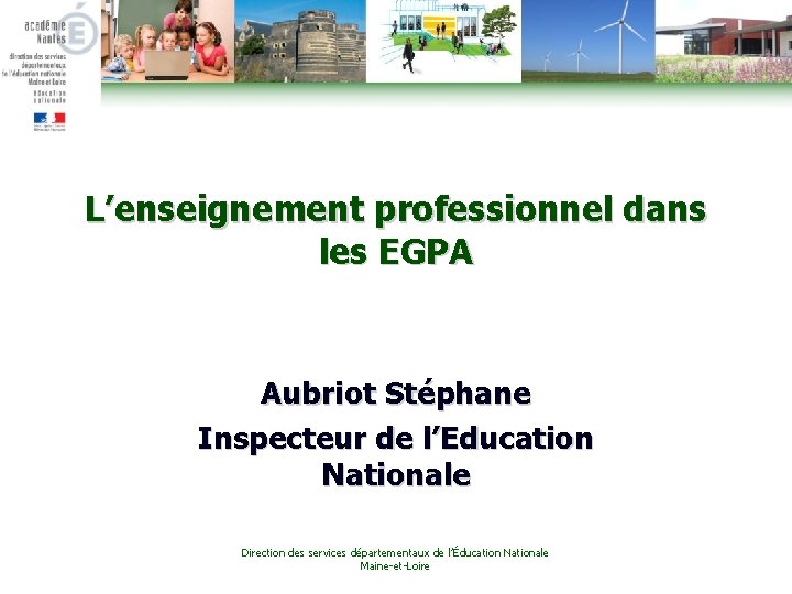 L’enseignement professionnel dans les EGPA Aubriot Stéphane Inspecteur de l’Education Nationale Direction des services