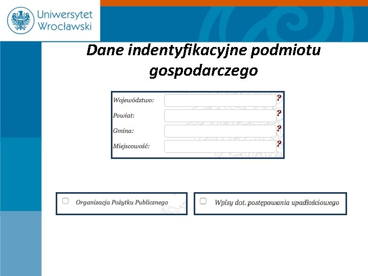 Dane indentyfikacyjne podmiotu gospodarczego 