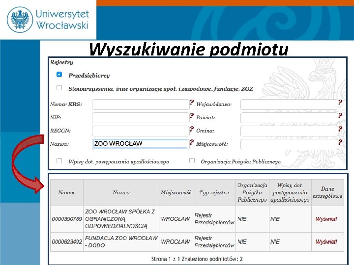 Wyszukiwanie podmiotu Wyszukiwanie podmiotu