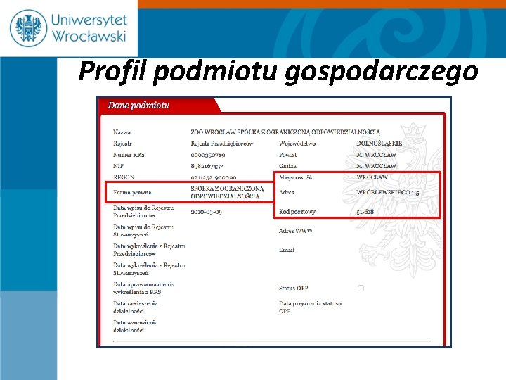 Profil podmiotu gospodarczego 