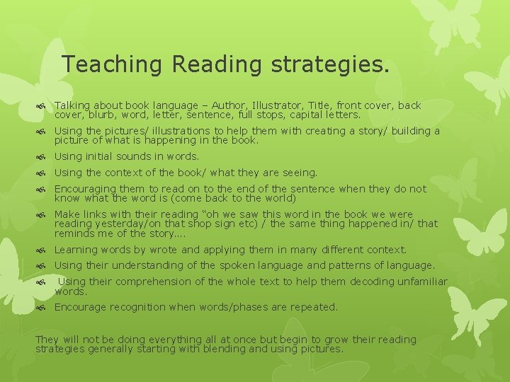 Teaching Reading strategies. Talking about book language – Author, Illustrator, Title, front cover, back