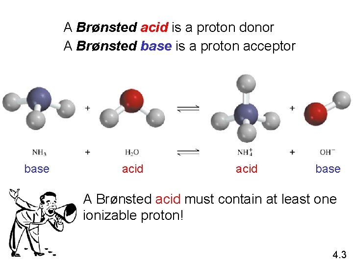 A Brønsted acid is a proton donor A Brønsted base is a proton acceptor