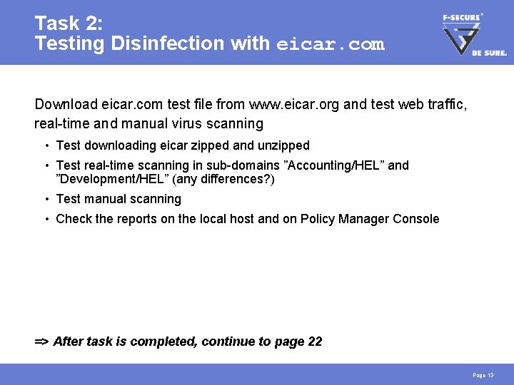 Task 2: Testing Disinfection with eicar. com Download eicar. com test file from www.