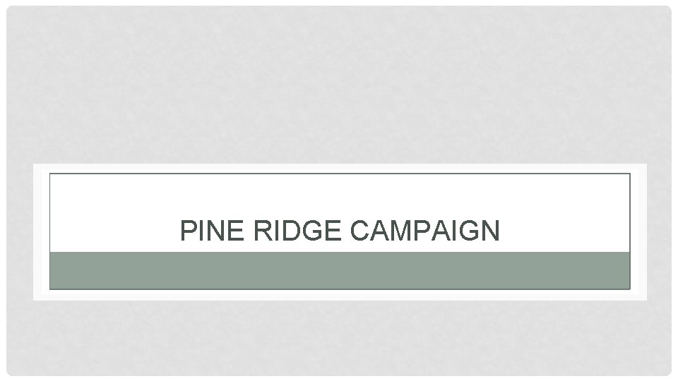 PINE RIDGE CAMPAIGN 