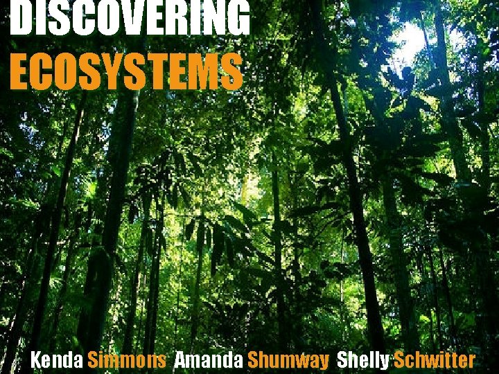 DISCOVERING ECOSYSTEMS Kenda Simmons Amanda Shumway Shelly Schwitter 