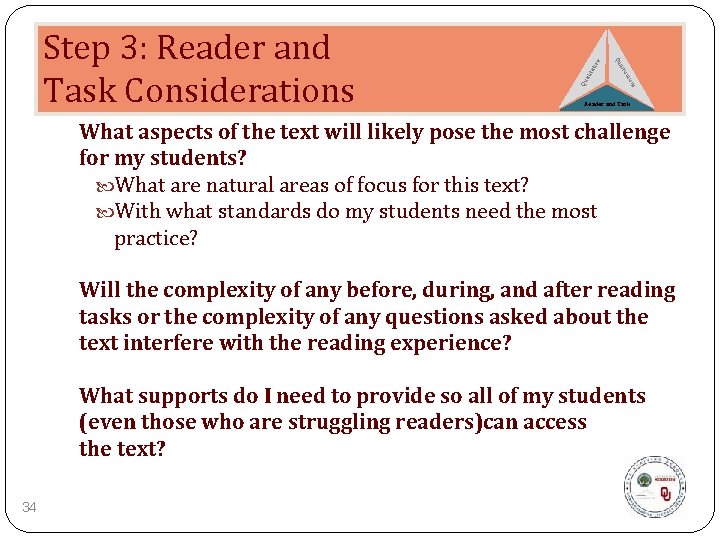 ali tat ive Qu ti an Qu Step 3: Reader and Task Considerations Reader