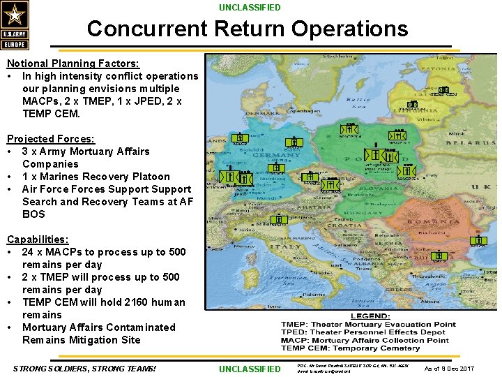 UNCLASSIFIED Concurrent Return Operations Notional Planning Factors: • In high intensity conflict operations our