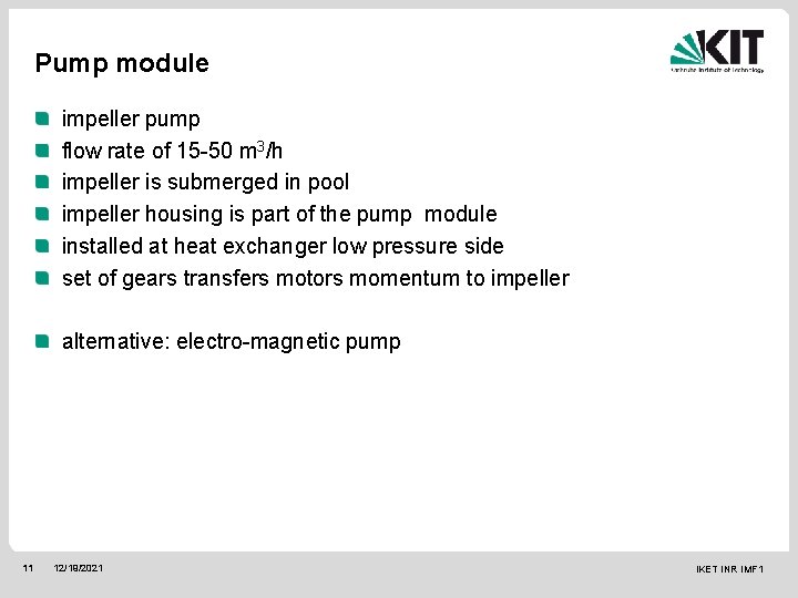 Pump module impeller pump flow rate of 15 -50 m 3/h impeller is submerged
