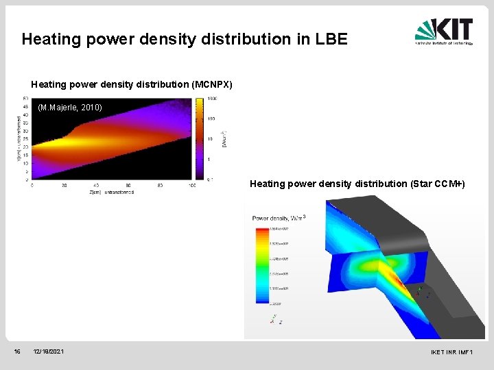 Heating power density distribution in LBE Heating power density distribution (MCNPX) (M. Majerle, 2010)