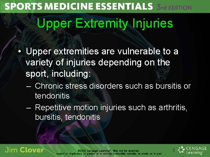 Upper Extremity Injuries • Upper extremities are vulnerable to a variety of injuries depending