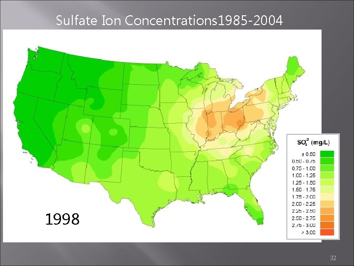 Sulfate Ion Concentrations 1985 -2004 1997 1998 1999 32 