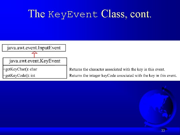 The Key. Event Class, cont. 33 