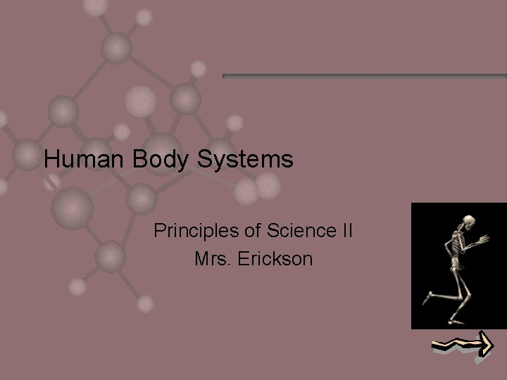 Human Body Systems Principles of Science II Mrs. Erickson 
