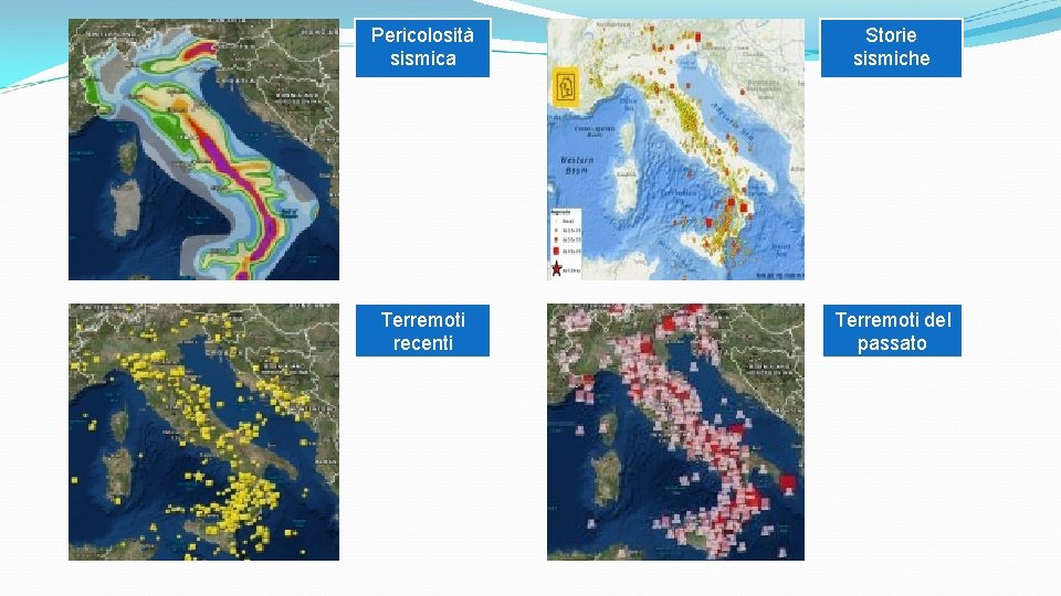 Pericolosità sismica Storie sismiche Terremoti recenti Terremoti del passato 