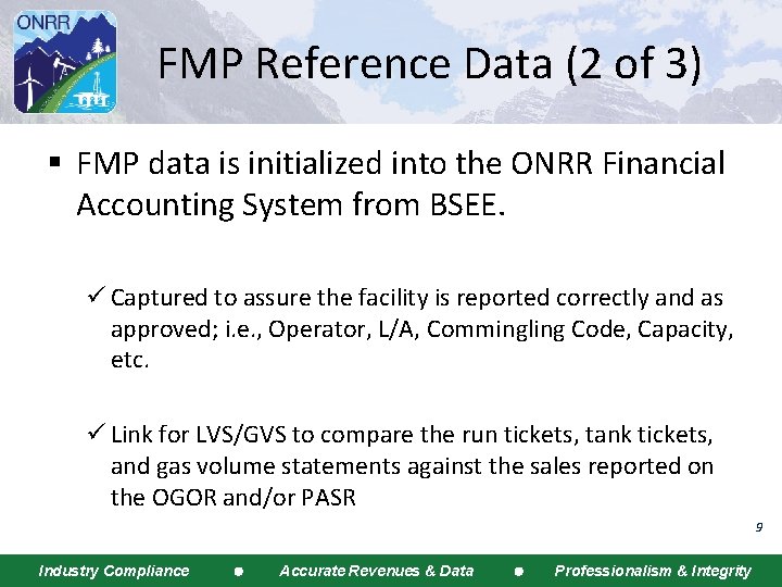 FMP Reference Data (2 of 3) § FMP data is initialized into the ONRR