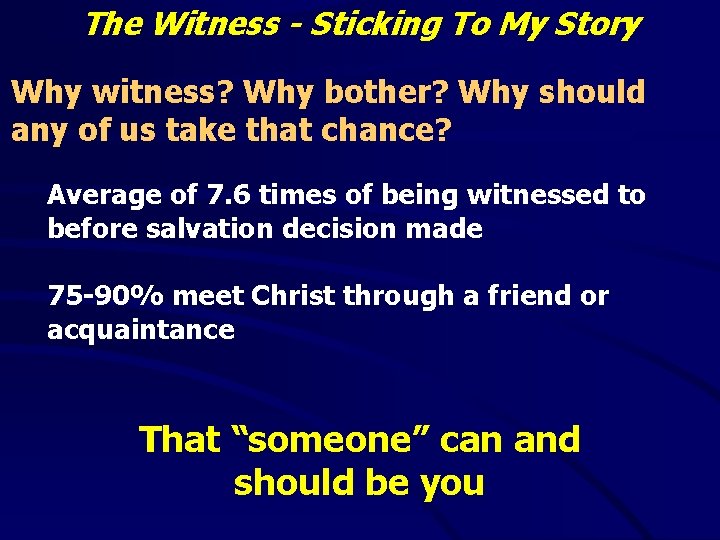 The Witness - Sticking To My Story Why witness? Why bother? Why should any