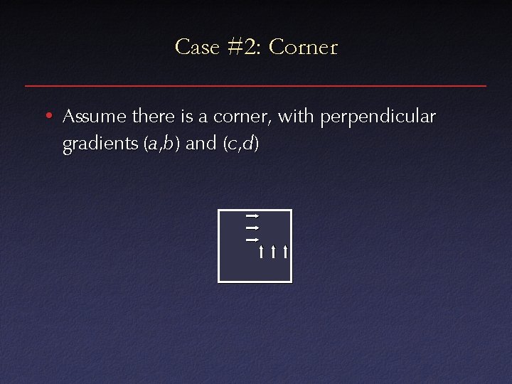 Case #2: Corner • Assume there is a corner, with perpendicular gradients (a, b)