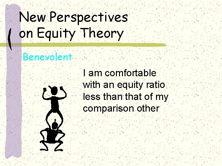 New Perspectives on Equity Theory Benevolent I am comfortable with an equity ratio less