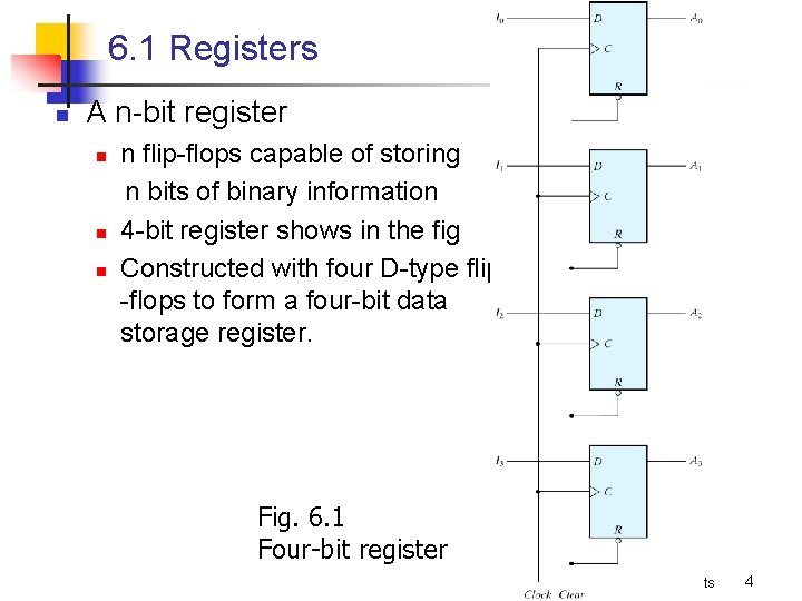 6. 1 Registers n A n-bit register n n flip-flops capable of storing n