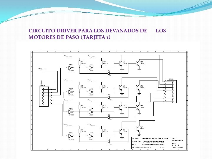 CIRCUITO DRIVER PARA LOS DEVANADOS DE MOTORES DE PASO (TARJETA 1) LOS 