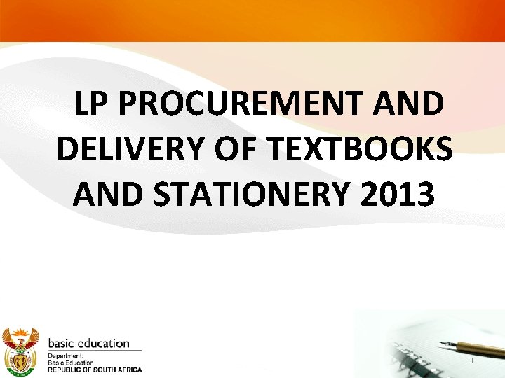 LP PROCUREMENT AND DELIVERY OF TEXTBOOKS AND STATIONERY 2013 1 