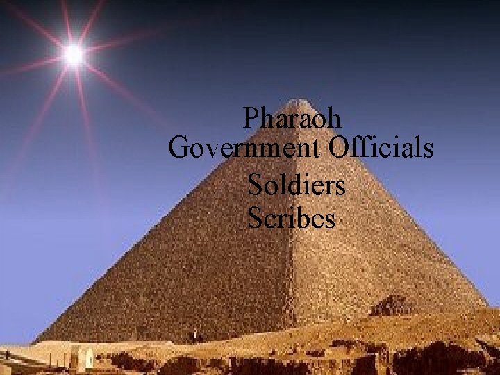 Pharaoh Government Officials Soldiers Scribes 