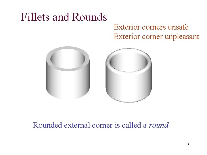 Fillets and Rounds Exterior corners unsafe Exterior corner unpleasant Rounded external corner is called