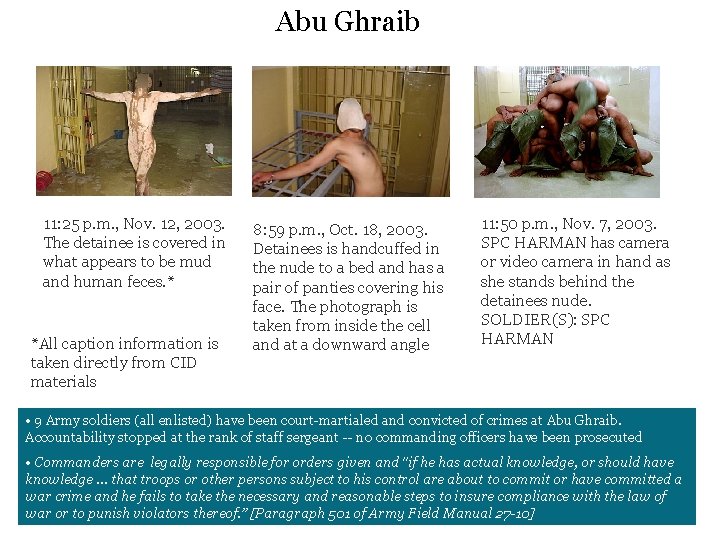 Abu Ghraib 11: 25 p. m. , Nov. 12, 2003. The detainee is covered