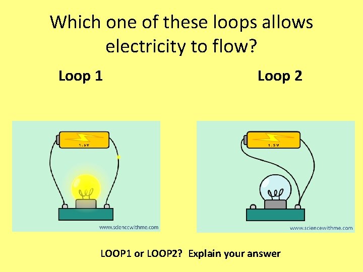 Which one of these loops allows electricity to flow? Loop 1 Loop 2 LOOP