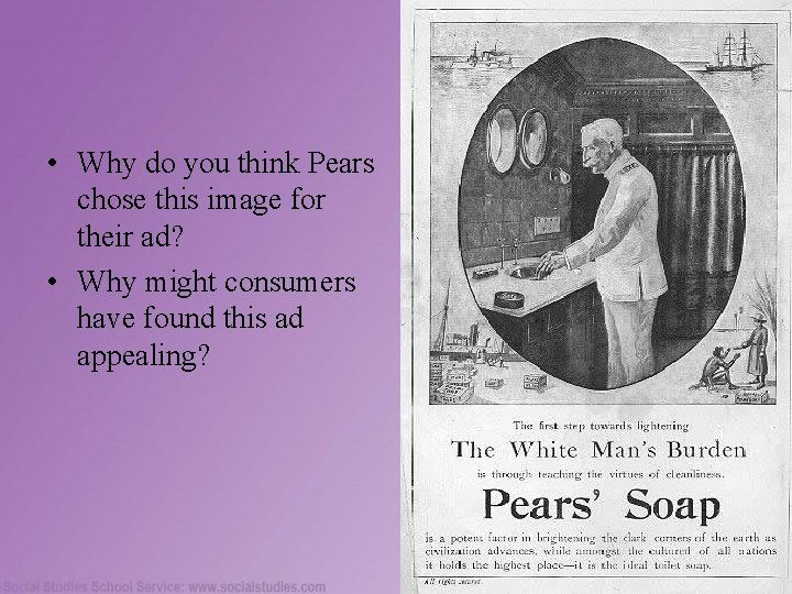  • Why do you think Pears chose this image for their ad? •