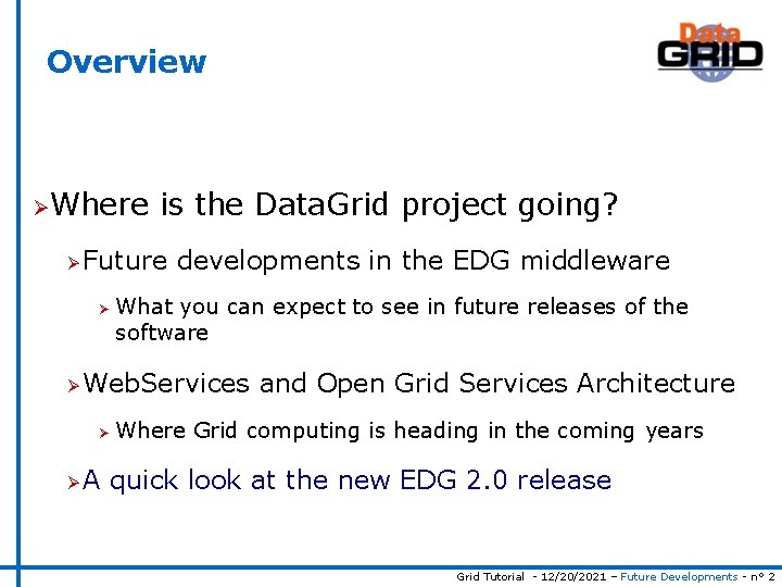 Future Developments in the EU Data Grid The